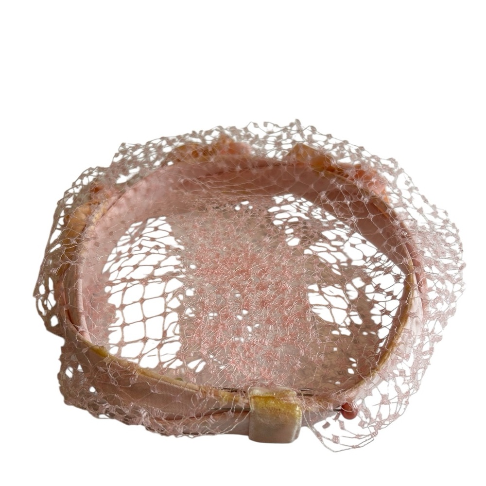 Vintage Pink Accented Hat with Bows & Mesh Lining – Women’s Dress Hat - Picture 4 of 8